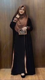 আফরিন এডজাস্ট কটি বোরকা কালো কালার - Image 2